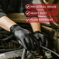 1000pcs | Large | Heavy-Duty Black Nitrile Gloves | Powder-Free
