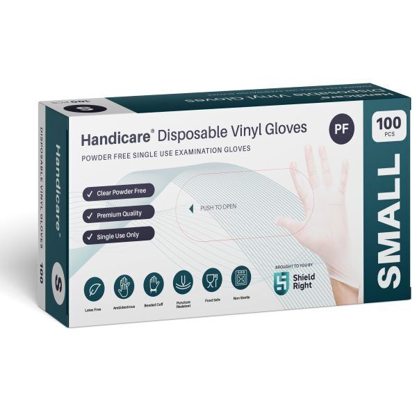 1000pcs (M) Handicare Clear Vinyl Exam Gloves | Powder-free | Medical