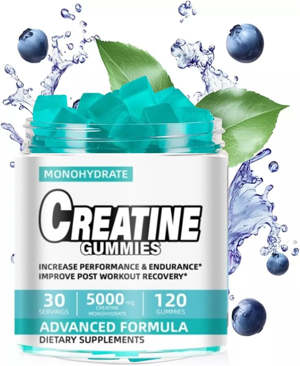 5000mg Creatine Dietary Supplement (Blueberry) | Chewable Creatine Monohydrate Gummies for Men & Women