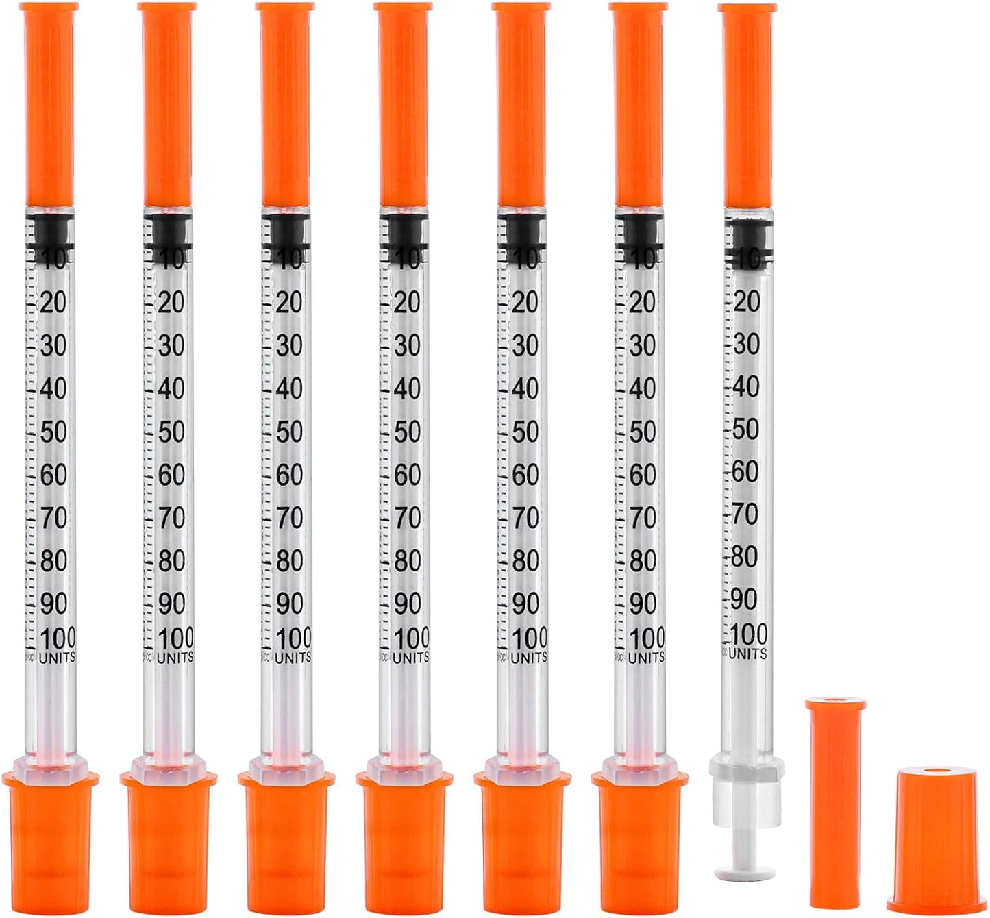 U-100 1ml/cc Disposable Syringes with 31G 1/4 Inch (6mm) Needles – Leak-Proof, Individually Wrapped, Lab Measuring & Liquid Dispensing Supplies, Pack of 100