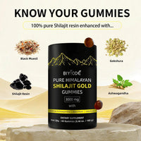 60 Count Pure Himalayan Shilajit Gummies Gold | Lab Tested Shilajit Gummies for Men & Women