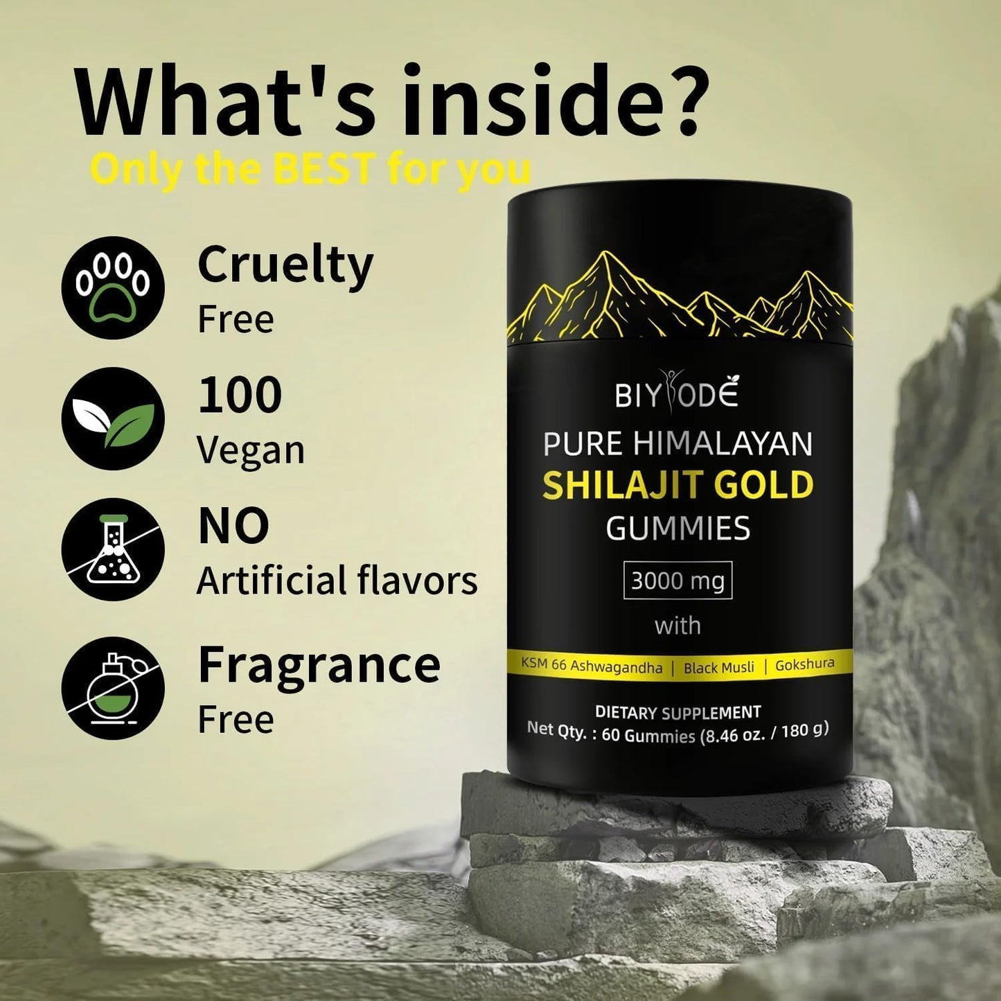 60 Count Pure Himalayan Shilajit Gummies Gold | Lab Tested Shilajit Gummies for Men & Women