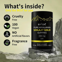 60 Count Pure Himalayan Shilajit Gummies Gold | Lab Tested Shilajit Gummies for Men & Women
