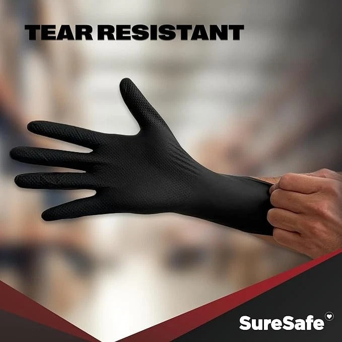 500pcs Work Gloves XXL Heavyduty Black Nitrile Medical Food Mechanic Industrial Spa