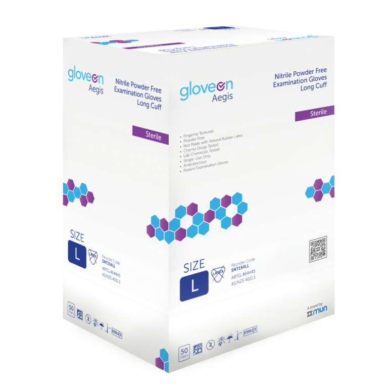 4 Boxes | Aegis Sterile Nitrile Exam Gloves | Long Cuff | 200 Pairs