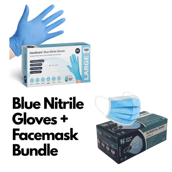 Bundle Deal | (1000PCs) Blue Nitrile Gloves + 100pcs Blue Surgical Face Masks
