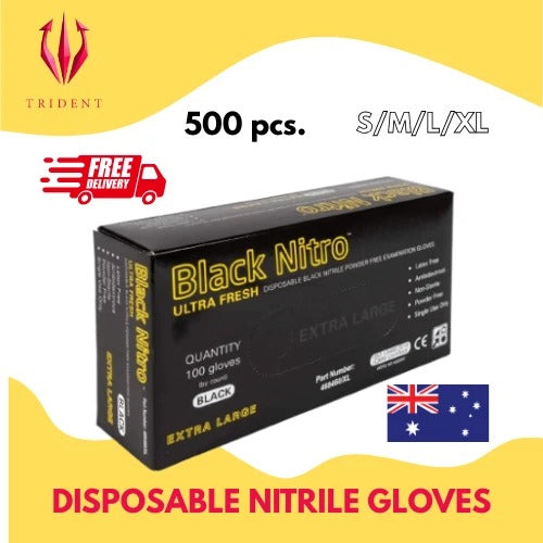 500pcs Work Gloves XXL Heavyduty Black Nitrile Medical Food Mechanic Industrial Spa