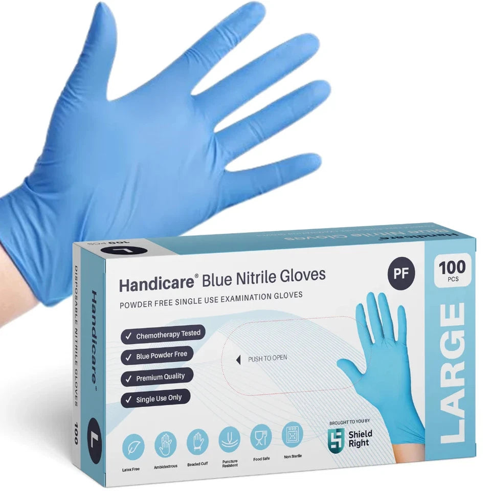 1000pcs | S, M, L XL, XXL | Blue Nitrile Gloves | Powder-Free