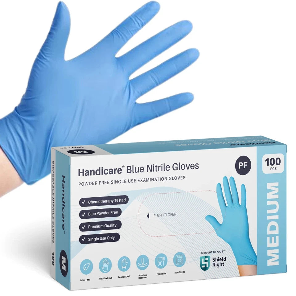 1000pcs | S, M, L XL, XXL | Blue Nitrile Gloves | Powder-Free