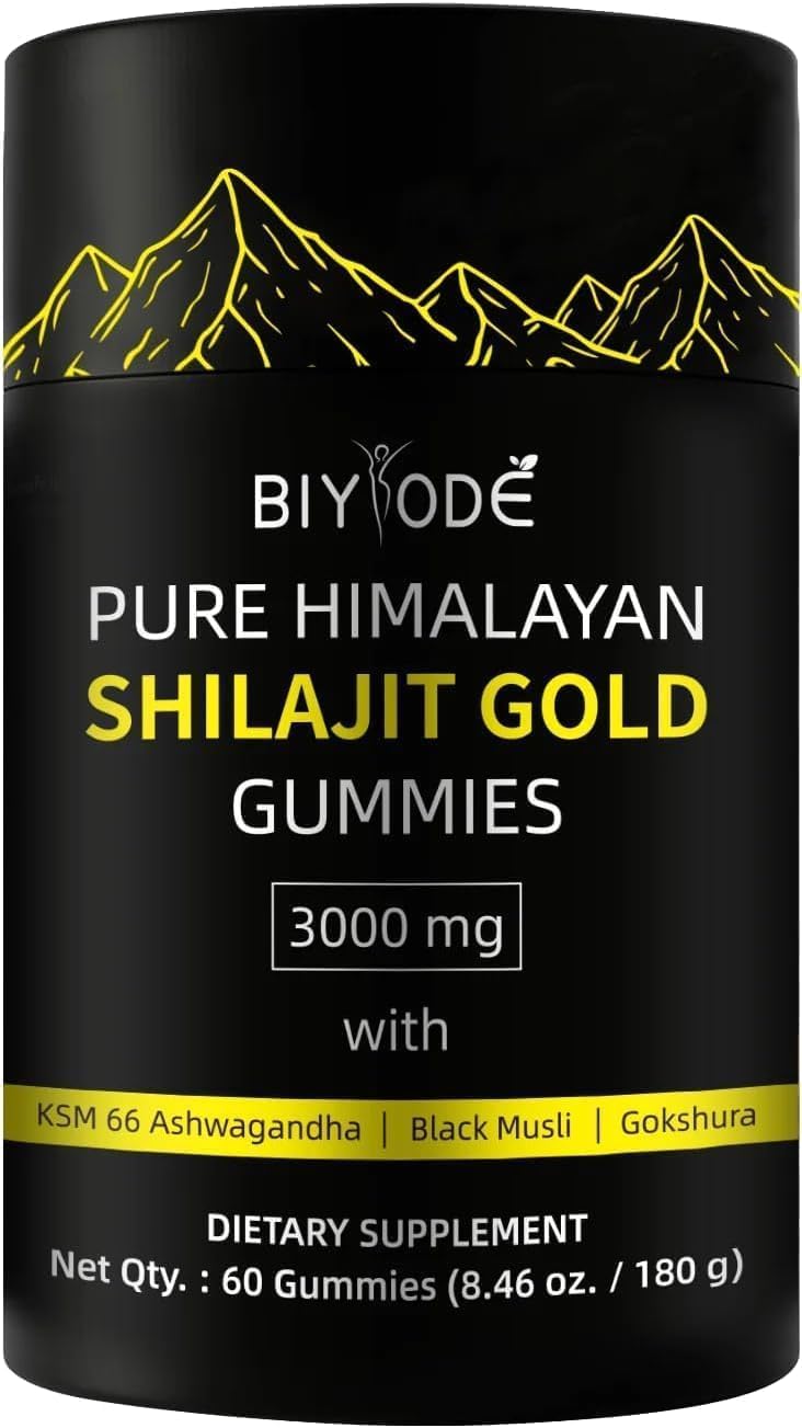 60 Count Pure Himalayan Shilajit Gummies Gold | Lab Tested Shilajit Gummies for Men & Women
