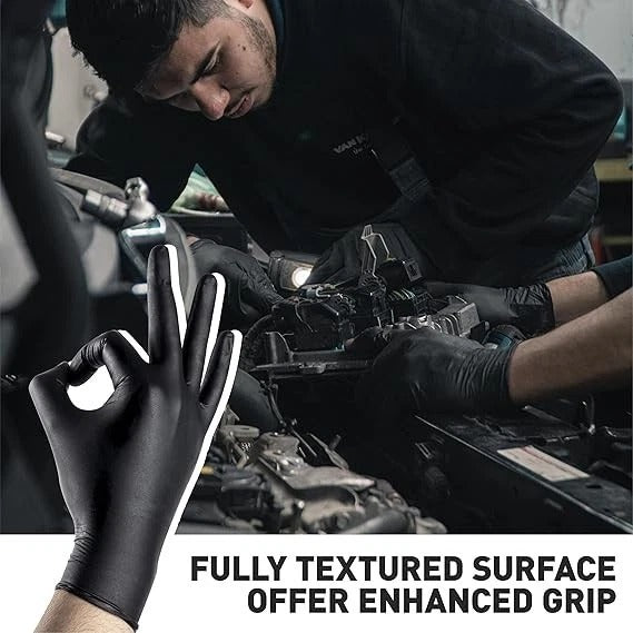 500pcs Work Gloves XXL Heavyduty Black Nitrile Medical Food Mechanic Industrial Spa